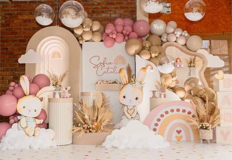 Decor Aqiqah Baby Girl, Christening Backdrop Girl, Balloon Birthday Themes, Baby Shower Gift Box, Baby Birthday Photoshoot, Baby Birthday Decorations, Bird Birthday, Girl Christening, Bloom Baby