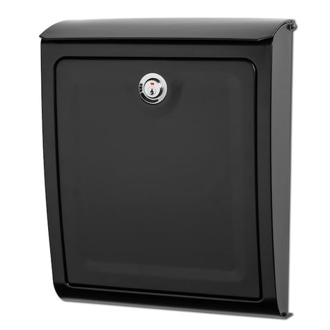 Architectural Mailboxes Standard Metal Black Wall Mount Locking Mailbox in the Mailboxes department at Lowes.com Architectural Mailboxes, Mail Slot, Metal Mailbox, House Trim, Wall Mount Mailbox, Mounted Mailbox, Post Box, Steel Wall, Black Walls