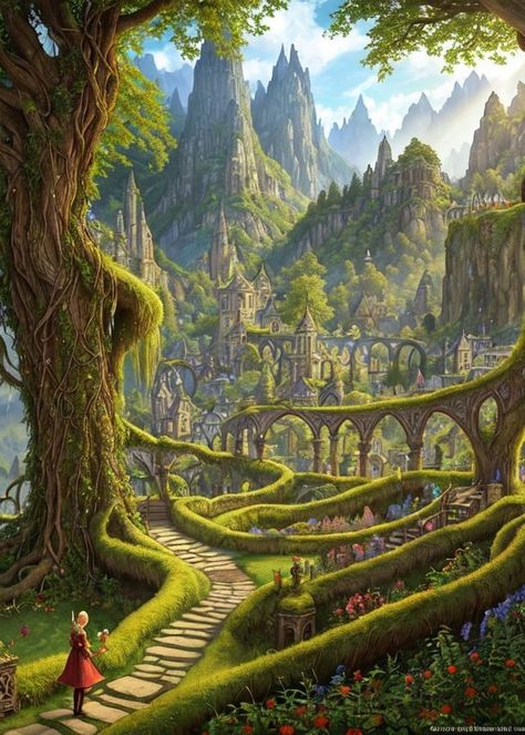 Fantasy Forest City, Fairy City, Forest Castle, Fantasy Village, Island Theme, Aztec Style, Forest City, Magic City, Fantasy Forest