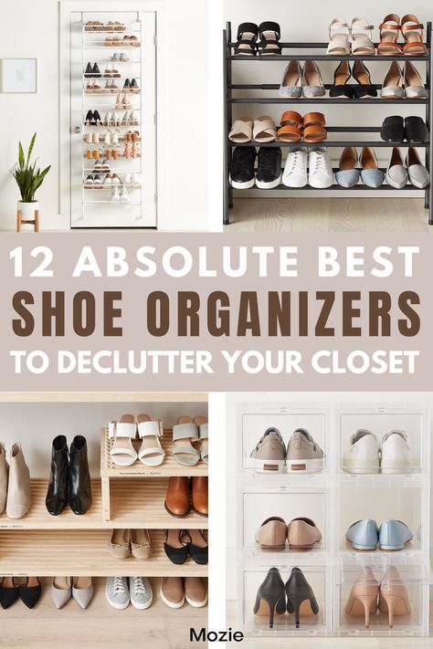 Let's all say what we're thinking...small closets are the worst! Whether you live in an apartment in a big city or a home that has little closet space, you need all the closet organization ideas you can get! We're showing you the 3 steps we use to declutter our closet floor and organize our shoes. These are seriously the best show organizers out there! Shoe Storage For Small Spaces Closet, Shoe Shelving In Closet, Shoe Storage For Walk In Closet, Shoe Organizers For Closets, Small Room Shoe Storage Ideas, Shoe Storage In Walk In Closet, Diy Shoe Storage For Small Spaces, Floor Shoe Storage, Shoe Storage Ideas Bedroom