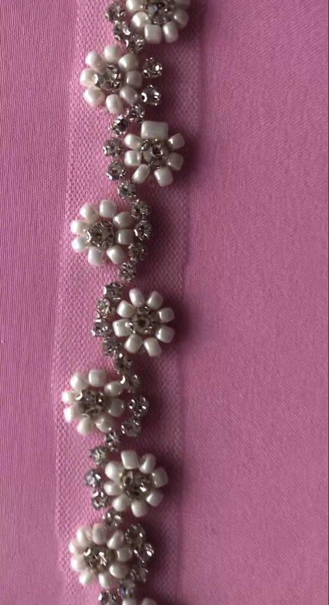 Beads Work For Blouse, Beading Patterns On Dresses, Pearl Beading Dress, Hand Beaded Embroidery Dress, Simple Pearl Work Blouses, Bead Work On Fabric, Beads Work On Blouse, Pearl Embroidery Designs, Pearl Work Embroidery