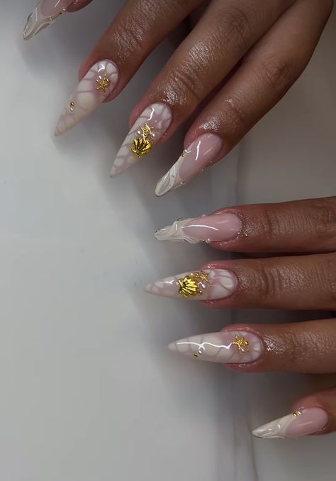 Virgo Nail Ideas, Baddie Nails Almond, Sagittarius Nails Acrylic, Libra Nails Acrylic, Virgo Nails Acrylic, Sagittarius Nails Designs, White Cat Eye Nails, Virgo Nails, Libra Nails