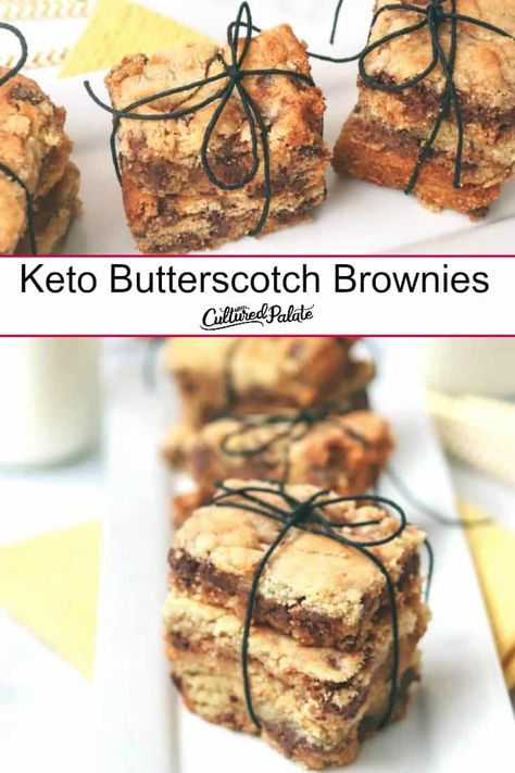 Keto Butterscotch, Healthy Brownie Recipes, Keto Mug Brownie, Desert Bars, Butterscotch Brownies, Mug Brownie, Butterscotch Bars, Thm Sweets, Healthy Brownie