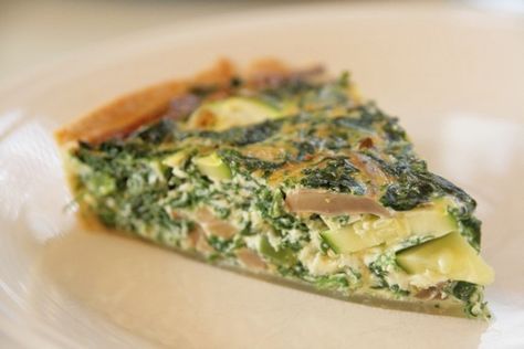 spinach, zucchini, & mushroom quiche Quiche Pie, Ham Quiche, Mushroom Quiche, Cheesy Spinach, Spinach Pie, Spinach Quiche, Cheese Quiche, How To Cook Mushrooms, Food Writing