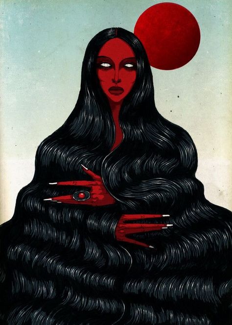 Long Black Hair, Long Black, Black Hair, A Woman, Hairstyles, Red, Hair, Black, Art