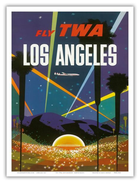 100 Vintage Travel Posters That Inspire to Travel The World Los Angeles Travel Poster, Vintage Airline Posters, Mid Century Modern Poster, Los Angeles Travel, Travel Ads, Airline Travel, Vintage Airlines, Vintage Los Angeles, Photo Vintage