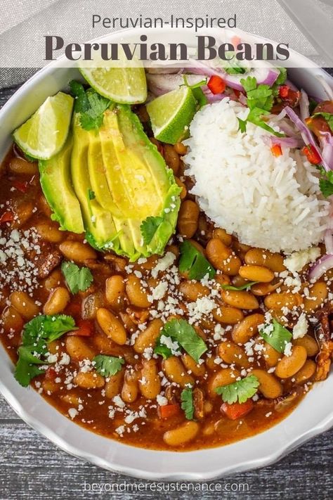 Peruvian Recipes Beef, Aji Panca Recipes, Mayacoba Bean Recipes, Mayacoba Beans, Peruvian Kitchen, Peruvian Beans, Spanish Meals, Mayocoba Beans, Friendsgiving 2023