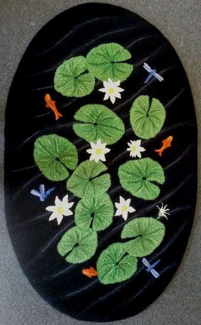 Plant Rug Tufting, Punch Needle Moss Rug, Monstera Rug Tufting, Pond Rug, Koi Fish Tufted Rug, Fish Rug Tufted, Koi Pond Rug, Fun Rugs, Tufting Diy