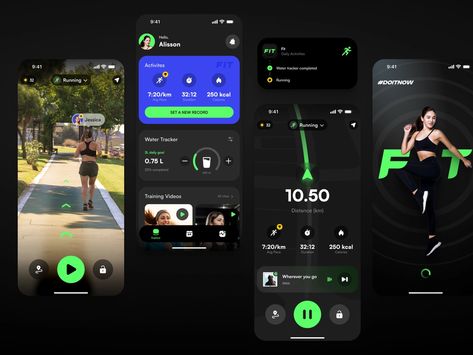 FIT - Activity tracker mobile app by Ugur ANLAK on Dribbble Fitness Tracking App, App Design Trends, Sports Tracker, Ux App Design, Sports App, Tracking App, Health Tracker, Mobile Ui Design, Track Workout