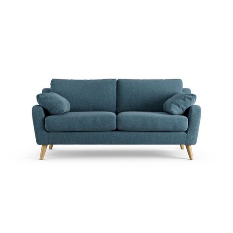 Buy Habitat Ivor Fabric 3 Seater Sofa - Blue - Ash Leg | Sofas | Habitat Wrap Fillings, Blue Ash, Corner Sofa Chaise, Sofa Sets, Free Fabric Swatches, Blue Sofa, Bed Slats, Foam Core, 2 Seater Sofa