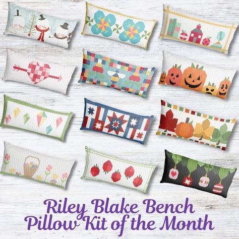 Riley Blake Bench Pillows Block of the Program Begins January 2023 Bench Pillow Patterns, Flowers And Bees, Fusible Applique, Pillow Patterns, Bench Pillow, Bench Pillows, Pillowcase Dress, Block Of The Month, Pattern Images