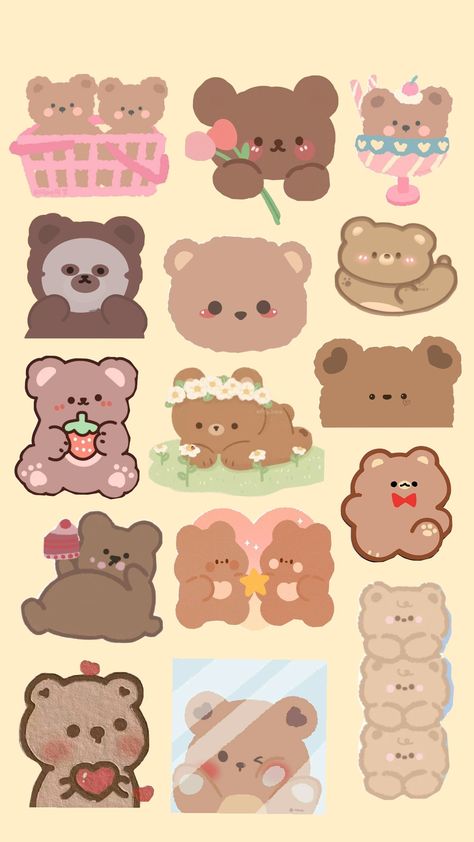 ositos-osito-dibujo Kawaii Stickers Printable Scrapbooking, Teddy Bear Collage, Bear Drawing, Kawaii Doll, Scrapbook Stickers Printable, Kawaii Stickers, Cute Little Drawings, Aesthetic Stickers, Drawing Base