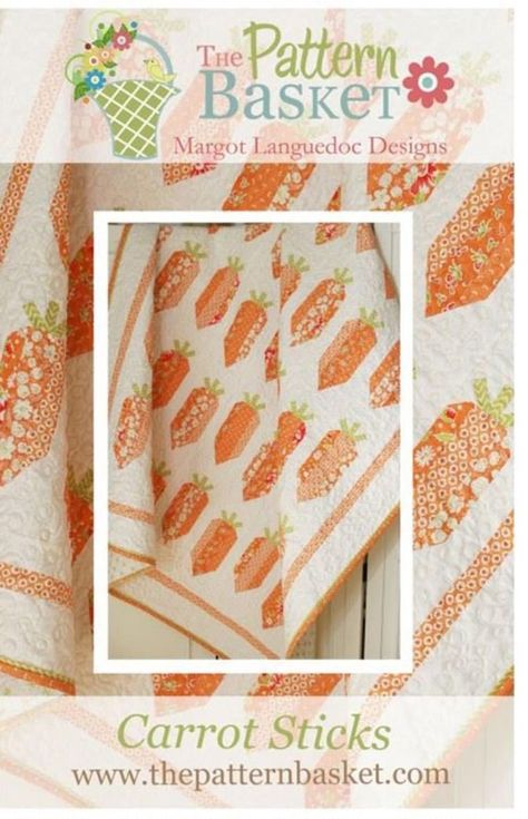 Food Quilt, Orange Quilts, Easter Quilt, Easter Quilts, Quilt Patterns For Beginners, Carrot Patch, Feather Quilt, Bunny Quilt, Vintage Lights