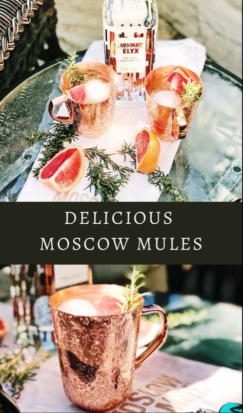 Moscow mules Absolut Elyx Vodka, Drinks To Make, Absolut Elyx, Moscow Mule Cocktail, Moscow Mule Recipe, Copper Mug, Mule Cocktail, Mule Recipe, Winter Cocktails