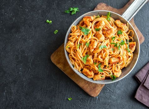 How to Reheat Pasta for the Perfect Bowl Every Time | Eat This Not That How To Reheat Pasta, Spaghetti With Chicken, Meatballs And Pasta, Reheat Pasta, Sweet Meatballs, Pasta And Sauce, Pasta With Shrimp, Spaghetti Dinner, Stone Background