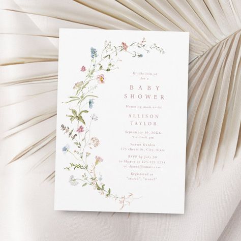 Elegant Pink Wildflower Rustic Boho Baby Shower Invitation #zazzle #weddinginvitations #birthdayinvitations #babyshowerinvitations #zazzleinvitations #monogram #businesscards #graduation #homedecor Vintage Winter Wedding, Vintage Winter Weddings, Country Garden Weddings, Rustic Boho Wedding, Boho Baby Shower Invitations, Baby Shower Supplies, Floral Baby Shower Invitations, Summer Sunshine