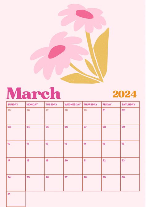 Planner March, Bullet Journal On Ipad, March Planner, Motivation Study Aesthetic, Calendar Aesthetic, Pink Calendar, Background Study, March Calendar, Modern Calendar