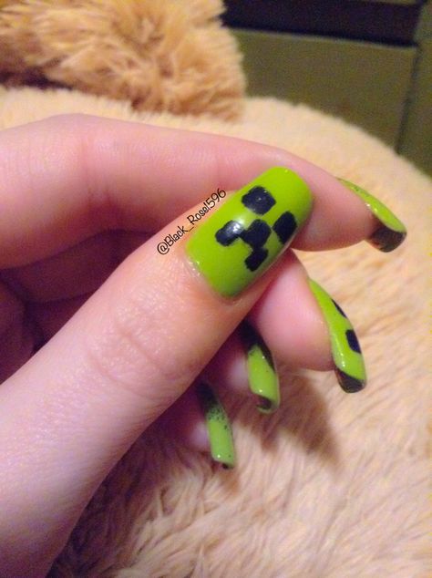 Minecraft creeper nails Creeper Nails, Minecraft Nails, Jeepers Creepers, Creepers, Travel Journal, Image Search, Minecraft, Acrylic Nails, Nail Art