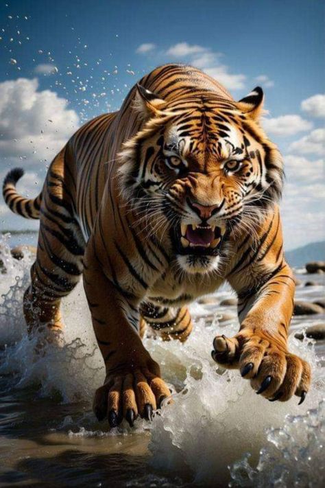 Tiger Wallpaper Hd, Tiger Attacking, Tiger Attack, Tiger Photography, Tiger Images, Wild Animal Wallpaper, Tiger Artwork, Animal Attack, Tiger Pictures