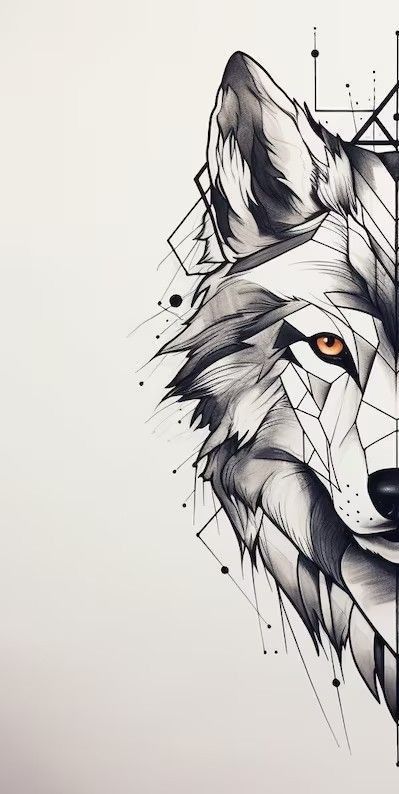 Wolf Spirit Animal Art, Realistic Wolf Tattoo Design, Minimal Line Art Tattoo, Wolf Line Art, Mandala Wolf, Geometric Wolf Tattoo, Floral Mandala Tattoo, Wanderlust Tattoo, Mandala Tattoo Sleeve