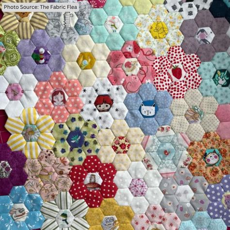 Top 7 Free Grandmother's Flower Garden Quilt Patterns ( 5 Bonus Patterns For Sale) How To Quilt Hexagons, Hexie Quilt Patterns, English Paper Piecing Hexagon Patterns, Epp Hexies Quilt Patterns, Quilt As You Go Hexagons, Hexagon Quilt Ideas, English Paper Piecing Patterns, Octagon Quilt, Hexie Projects