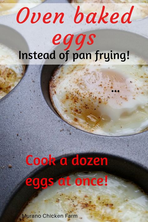 Cook a dozen eggs at once with this simple baking hack! Use a muffin tin to prepare lots of eggs for breakfast all at once instead of pan frying. Recipes for fried, scrambled and even poached eggs. So easy and a great way to use up extra eggs! Pan Of Eggs In Oven, How To Use Up Extra Eggs, How To Cook Eggs In Muffin Tin, Oven Poached Eggs Muffin Pans, How To Bake Eggs In Muffin Tin, Scrambled Egg Cups In Oven, Pouched Eggs In The Oven, Baked Fried Eggs, Eggs In Oven Muffin Tins