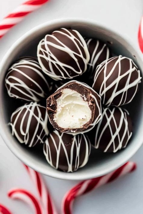 Creamy Christmas Peppermint Truffles Recipe Mint Recipes Dessert, Mint Recipes Fresh, Peppermint Truffles, Christmas Peppermint, Truffles Recipe, Mint Recipes, Truffle Recipe, Ingredient Substitutions, Coconut Butter