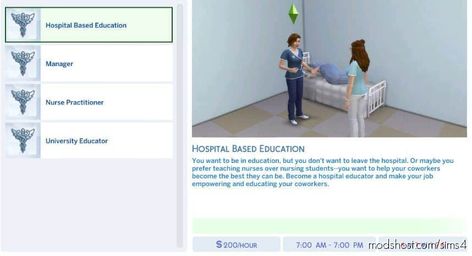 Sims 4 Dentist Cc, Patient Care Assistant, Sims 4 Jobs, Mod For Sims 4, Care Assistant, Director Of Nursing, Teacher Career, Charge Nurse, Sims 4 Cas Mods