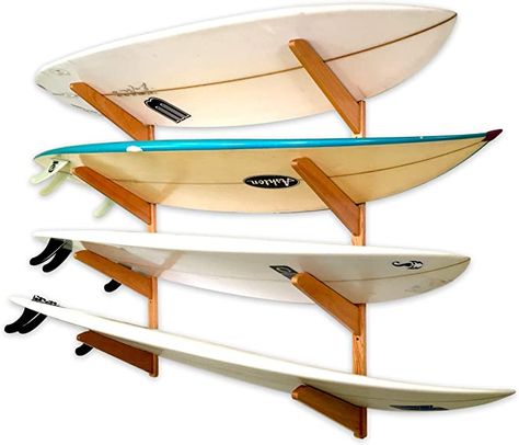 Amazon.com: StoreYourBoard Timber Surfboard Wall Rack, Holds 4 Surfboards, Wood Home Storage Mount System, Natural : Sports & Outdoors Sports Gear Storage, Surfboard Wall Rack, Surfboard Storage, Surf Rack, Surfboard Rack, Wood Surfboard, Board Rack, Surfboard Wall, Wood Rack