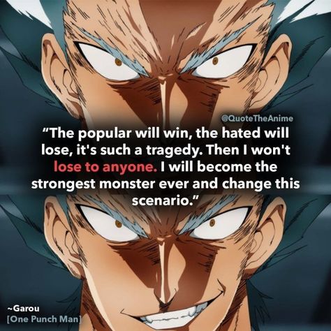 7+ Powerful Garou Quotes - One Punch Man (HQ Images) | QTA Garou Quotes, One Punch Man Quotes, One Punch Man Garou, Garou One Punch Man, My Hero Academia Heroes Rising, One Punch Man Workout, What Is Evil, Dog Hero, Man Up Quotes