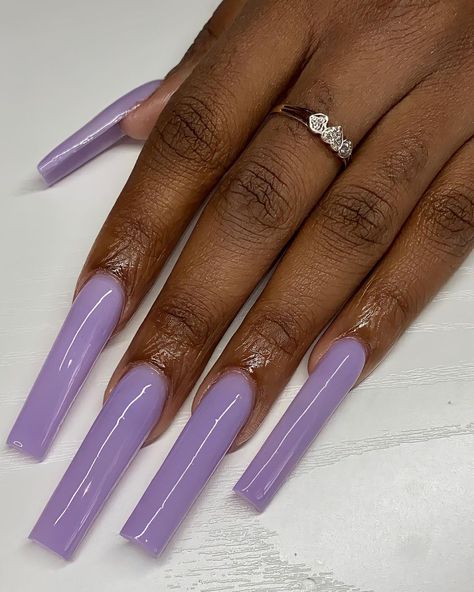 Violet Color Nails, Xl Purple Acrylic Nails, Pastel Purple Coffin Acrylic Nails, Solid Color Nail Sets, Purple Bottom Nails, Light And Dark Purple Nails, Long Acrylic Nails Solid Color, Solid Colour Acrylic Nails, Purple Acrylic Nails Coffin