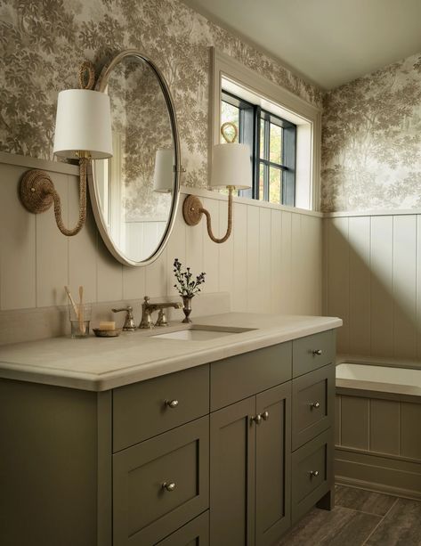 The Jack Pine Cottage Reveal English Cottage Bathroom, Cottage Showers, Tiffany Leigh Design, Cottage Family, Bathroom Cottage, Jack Pine, Cottage Bathroom Ideas, Family Cottage, Oak House