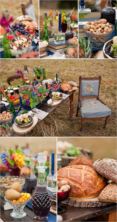 Hunger Games Themed Wedding...love the books (can't wait for this weekend!)...probably wouldn't use it for my wedding, but the tables are still gorgeous Hunger Games Wedding, Medieval Wedding Theme, Hobbit Wedding, Rustic Wedding Foods, Hunger Games Party, Hobbit Party, Games Wedding, Wedding Food Drink, Medieval Wedding