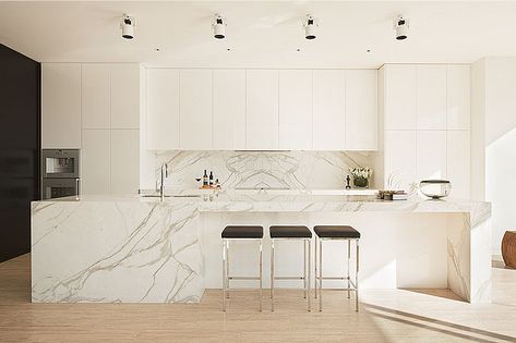 White Modern Kitchen Ideas, Kabinet Dapur, Est Living, Kitchen Designs Layout, White Kitchen Design, Smart Kitchen, White Modern Kitchen, Kitchen Room Design, Kitchen Marble