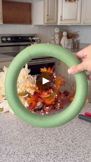 Candle Ring Wreath, Dollar Tree Brass Wreath Rings, Wreath Rings Diy, Mother Thyme, Wreath Rings, Candle Ring, Diy Thanksgiving, Iron Ring, Fall Decoration