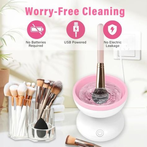 Makeup Brush Cleaner Machine, Electric Makeup Brush Cleaner Automatic Electric Makeup Brush Cleaner】This makeup brush cleaner machine is fully automatic, which can not only completely clean your brushes, but also free your hands, saving you more time, and it has a USB interface, making charging more convenient. 【Efficient Cleaning】The electric makeup brush cleaner has strong cleaning power, and the high-speed rotating water speed can effectively and comprehensively clean the dirt inside the b... Makeup Brush Cleaner Machine, Electric Makeup, Efficient Cleaning, Makeup Brush Cleaner, Clean Machine, Makeup Brush, Brush Cleaner, High Speed, Makeup Brushes