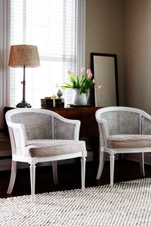 Cane Barrel Chair, White Cane, Cane Chairs, Living Room New York, Chair Redo, Cane Back Chairs, Painted Wicker, Cane Chair, Chair Makeover