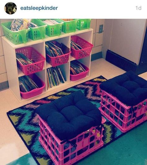 Crate Seats Classroom, Classroom Seats, Milk Crate Seats, Special Ed Classroom, Ed Classroom, Flexible Seating Classroom, Crate Seats, Read My Mind, Classroom Arrangement