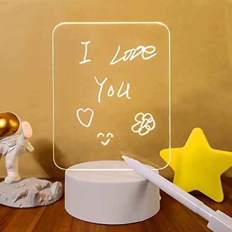 goq Note Board Creative Led Night Light USB Message Board Holiday Light with Pen Gift for Children Girlfriend Decoration,Children's Night Light Writing Lamp (Vertical) Led Writing Lights Bedroom, Led Writing Lights, Led Writing Board, Engraved Night Light Cricut, Kawaii Items Night Lights, Personalised Night Light, Childrens Night Light, Light Writing, Writing Boards