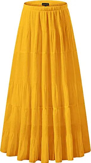 NASHALYLY Women's Chiffon Elastic High Waist Pleated A-Line Flared Maxi Skirts at Amazon Women’s Clothing store Double Deck Design, Street Formal, Long Chiffon Skirt, Long Skirt Casual, Midi Skirt Casual, Boho Fits, Flare Maxi Skirt, Blue Maxi Skirt, Double Deck