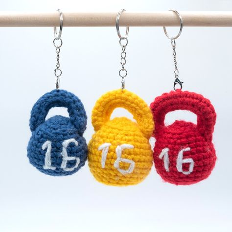 🏋️‍♀️✨ Lift your spirits and keys with our Handmade Crochet Kettlebell Keychain! 💪🧶 Why lift heavy when you can carry this adorable 16kg kettlebell everywhere you go? 😂 Perfect for CrossFit lovers, gym enthusiasts, and anyone who enjoys a bit of weightlifting humor. These vibrant, lightweight keychains are sure to add a fun touch to your keys or gym bag! Fun Fact: Did you know lifting these keychains counts as a warm-up for lifting your real kettlebells? Just kidding! 😂 But they sure do l... Crochet Weights, Gym Weights, Fitness Gifts, Lift Heavy, Crochet Keychain, Gym Humor, Cute Keychain, Kettlebell, Homemade Gifts