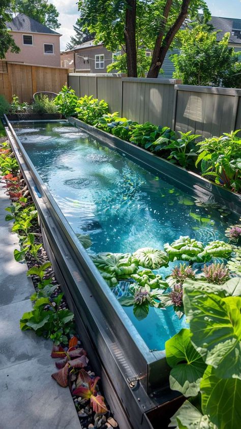 Metal Swimming Pool, Raised Small Pools, Sea Container Pool, Container Swimming Pool Ideas, Container Pool Ideas, Micro Pool, Small Garden Pool, Diy Pool Ideas, Modular Pool