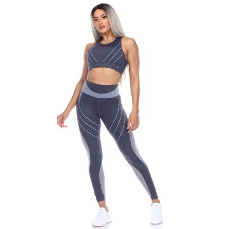 White Mark Women's Activewear Set is designed to be the perfect sportswear combo for the modern active woman. This beautiful set includes one Racer Back Sports Bra and one High Waist Mesh Fitness Leggings. It features a breathable front mesh panel, high waistline, and moisture wicking fabric to keep you feeling dry throughout your activities. Wear at the gym, sports events, or as a casual athleisure look for everyday. Color: Blue.  Gender: female.  Age Group: adult. Workout Looks, Unique Workouts, Perfect Leggings, Sports Bra And Leggings, High Impact Sports Bra, Fitness Leggings, Leggings Set, Activewear Sets, Out Back