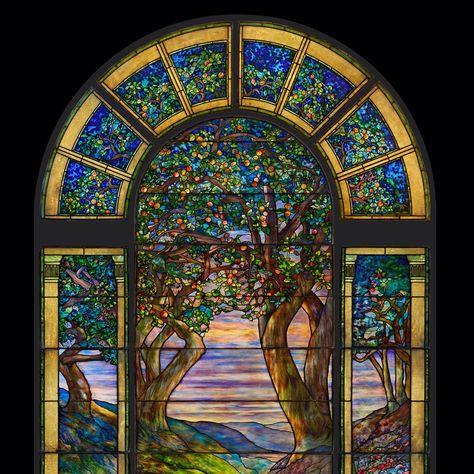 danner Memorial Window Tiffany Stained Glass Arch, Tiffany Girls, Leaded Glass Windows, Tiffany Stained Glass, Shine The Light, Louis Comfort Tiffany, Old Windows, Copper Foil, Autumn Landscape