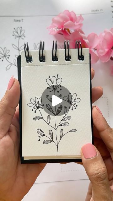 Flower Doodles | Mandala | Zen art✨ on Instagram: "Try this 👆🏻✨Step by step doodle worksheet available 🌸 Link in bio 🔗 . Recreate and tag @artsybeats with #createwithartsybeats to get featured ✨ . . #floralinspiration #reelsofart #artoninsta #instaartexplorer #exploreart #reelstagram #floralart #flowerdrawing #bujoinspo #colormehappy #colorfulartwork #showmeyourflorals #floralvibes #sketchbookpage #watercolouring #watercolorflowers #peacefulart #artlessons #stepbystepart #flowerdoodle #showmeyourflorals #createwithartsybeats" Cute Doodle Art Flower, Flower Garden Doodle, Zentangle Flowers Step By Step Simple, Drawing Flowers Doodles, Posca Designs, Doodle Flowers Simple, Zentangle Flower Doodles, Zentangle Flowers Step By Step, Easy Floral Doodles