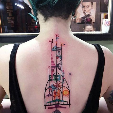 #worldsfair #vintagedisney #itsasmallworld #disney #disneynerd #waltdisney #tattoo #disneytattoo #disneyworld Small World Tattoo, Rolly Crump, The Four Winds, Its A Small World, It’s A Small World, Four Winds, It's A Small World, World Tattoo, Tattoo Needles