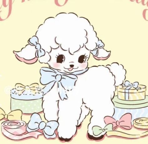 Vintage Cake Tattoo, Lamb Illustration, Poodle Illustration, Lamb Drawing, Cartoon Lamb, Lamb Tattoo, Sheep Drawing, Creepy Cute Aesthetic, Vintage Lamb