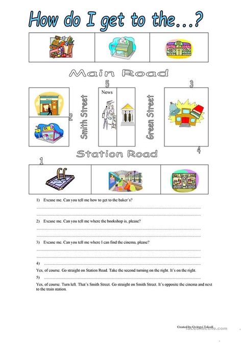 Asking the way - English ESL Worksheets Teaching Adults, Esl Ideas, Portuguese Lessons, English Worksheet, English Room, Learn Portuguese, Esl Resources, English Games, Give Directions