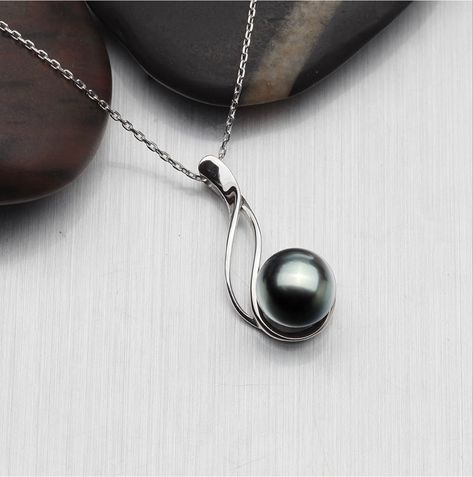 Tahitian Black Pearl Necklace, Black Pearl Pendant, Silver Anniversary Gifts, Fancy Jewelry Necklace, Black Pearl Necklace, Silver Anniversary, Sparkly Things, Magical Jewelry, Discount Jewelry