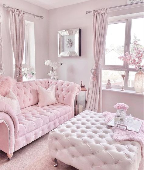 Emslifeandloves Halloween Home Decor Ideas, Cozy Living Room Design, Pink Living Room, Front Rooms, Pink House, Pink Home Decor, Girl Bedroom Decor, Pink Bedroom, Pink Decor